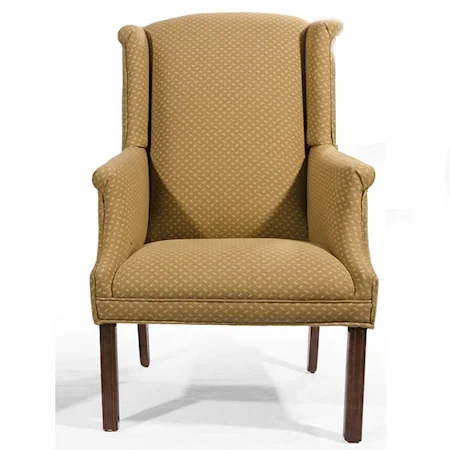 Wing Back Chair with Rolled Arms and Chippendale Legs